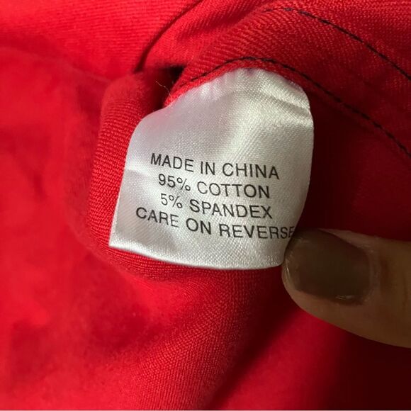 St. John Sport by Marie Gray Red Retro Minimalist Studded 90s Denim Jacket Small - Picture 8 of 9